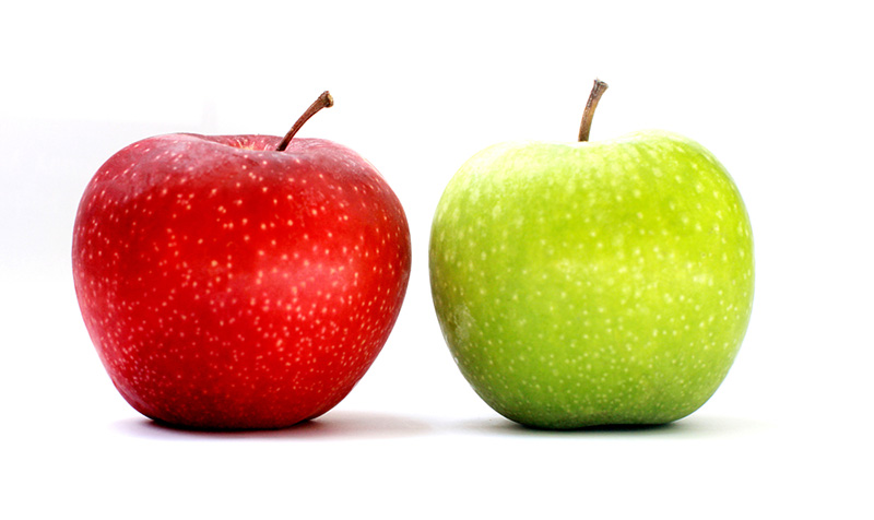 الفرق بين التفاح الأخضر و التفاح الأحمر