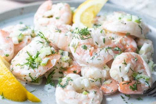 الروبيان بالكريمة الشبت